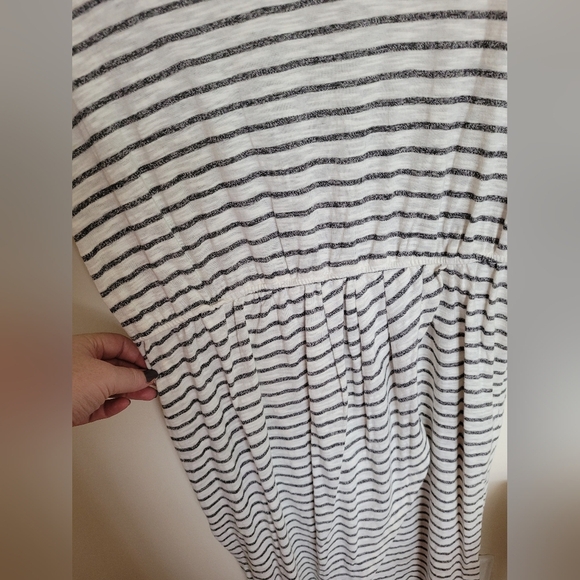 Listicle Black White High Low Striped Pocket Short Sleeve Dress Size Large - Picture 6 of 12